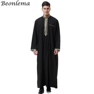 Beonelama ウォモサウジイスラム服アバヤスタンドカラースムーズトーブインドドレス Jubah イスラム服男性 3XL オム Robes339A