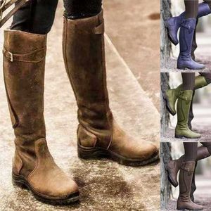 Boots Women Winter Fashion Leather Low Heel Boots Zipper Knight Boots Vintage Outdoor Riding Boots Long Boots Knee High Boots L230711