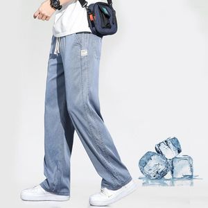Jeans da uomo estivi 5XL sottile morbido Lyocell uomo donna Corea casual coulisse elastico in vita pantaloni larghi in denim dritti larghi