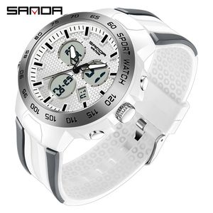 Relógio de Quartzo Militar Masculino SANDA Relógio Digital LED Moda Masculina À Prova D' Água Relógio Esportivo Branco Elétron Relógio Masculino Reloj Hombre