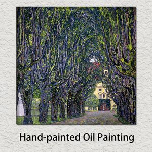 Art Oil Painting on Canvas Tree Lined Road Leading to the Manor House at Kammer Upper Austria Gustav Klimt High Quality Handmade