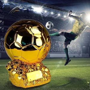 European Football Golden Ball Trophy Souvenir Soccer Spherical Champion Player Competition Award Fans Gift Home Decor Handicraft L230711