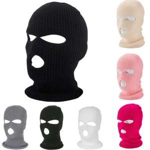 Ball Caps Winter Warm Fl Face Er Motorcycle Ski Mask Hat 3 Holes Clava Army Tactical Windproof Knit Beanies Running Caps D1