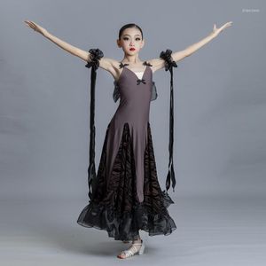 Sahne Giyim Moda Ulusal Standart Balo Salonu Dans Yarışması Elbise Kolsuz Modern Dans Giysileri Kızlar Latin XS5587