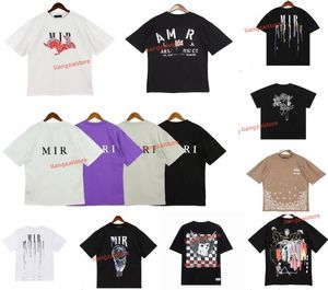 Mens T Shirt Designer Tshirt Limited Edition Couples Tees Street Wear Summer Fashion Brand A miri Shirt Splash-ink Letter Print Short Sleeve Casual Loose Crewneck Tee