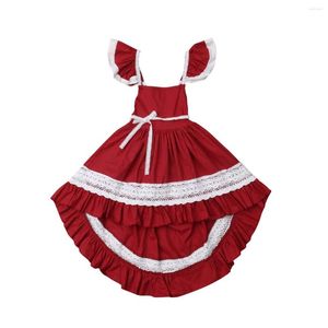 Девушка платья Emmababy 2023 Baby Kid Summer Rooveless Lace Formal Dress Party Wedding The Wedding Pageant Princess 1-6 т.