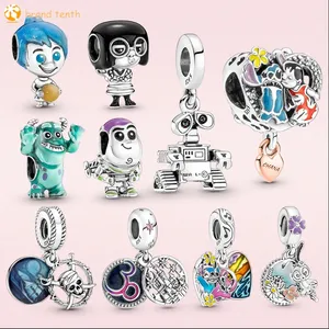 925 Sterling Silver for pandora charms authentic bead Bath monster Stitch charm set Pendant DIY Fine Beads Jewelry