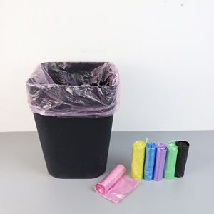 Trash Bags 6 Colors Household 5 Rolls Disposable Rubbish Bin Liner Plastic Garbage Bag Roll Cover Home Waste Storage Container 230711