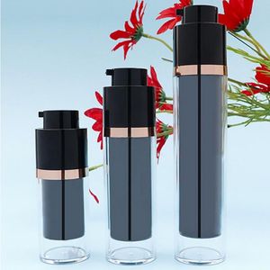 100Pcs 15/30/50ml Black Airless Pump Bottle Refillable Rotating Travel Containers for Lotions Creams Essential oil Shampoo Cfupb