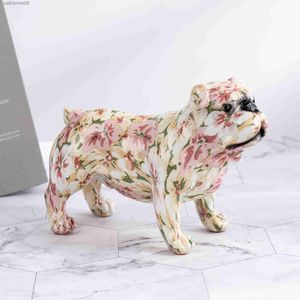 Art Graffiti Creativity Modern Colorful English Bulldog Statue Wholesale Office Ornaments Printing Resin Dog Home Decor Crafts L230711