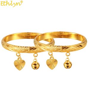 Bangle Infant Bangles Bracelet Gold Color Bells Heart Love Pendant Baby Girl Boy Jewelry Anklet born Lovely Bracelets 230710