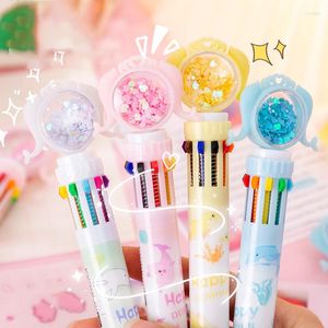 1 penna a sfera creativa Little Dolphin Kawaii 10 colori Gel Student Note Marker cancelleria coreana forniture per ufficio scolastico