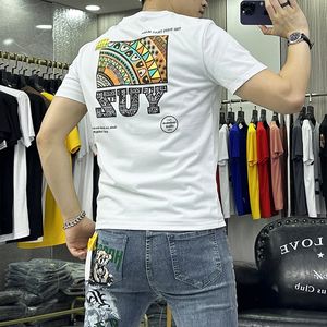T-shirt męski modny nadruk z okrągłym dekoltem z krótkim rękawem topy merceryzowana bawełna Plus rozmiar 7xl Trend Homme Tees odzież męska