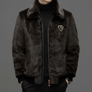 Jesienny i zimowy męski płaszcz z owczym złotym sobolem, wysokiej jakości sprzęt ze skórzaną sobolową tkaniną, miękkie i delikatne wykonanie, ciepły i wygodny sezon.