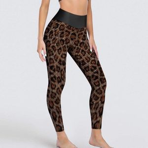 Aktive Hosen Leopardenmuster Yoga Gold Tierhaut Leggings Push Up Gym Leggins Damen Atmungsaktive, schnell trocknende Sportstrumpfhose