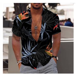 Camisas casuais masculinas Camisa havaiana Coqueiro Impressão 3D Manga curta Camisa larga solta Camisolas para festas na praia Roupas masculinas de verão