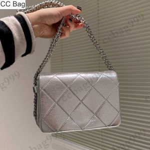 Bolsa CC Clássica Acolchoada Cadeia Laminada Bolsas de Designer Couro Genuíno Diamante Prata Metal Bolsas de Corrente Pesada Bolsa de Ombro Feminina Francesa Mini Bolsas Carteira Crossbody