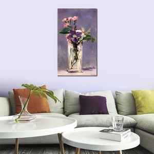 Modern Landscape Canvas Wall Art Pinks and Clematis in A Crystal Vase Edouard Manet Paintings Handmade High Quality