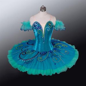 La Esmeralda Variation Traje de Palco Profissional Tutu Verde Escuro Bela Adormecida Ballet Comeptiton vestido panqueca tutu criança322C