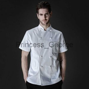 Altri Abbigliamento cappotto da cuoco estivo giacca da cuoco doppio petto hotel ristorante panetteria abbigliamento da lavoro da uomo cuoco camicia bianca uniforme professionale x0711