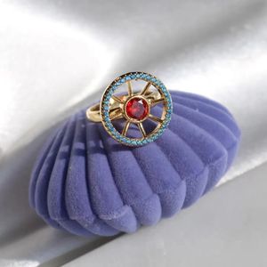 Fedi nuziali Classic Stella s Ring of Solaria For Women Delicato lussuoso intarsio Crystal Copper Sun Split Regolabile Gift Her 230710