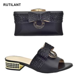 Dress Shoes Arrival Luxury Shoes Women Designers Nigerian Shoes and Matching Bags Set Decorated with Rhinestone Italian Shoe and Bag Set 230711