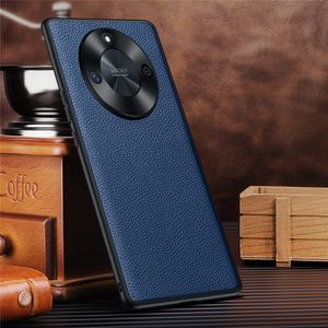 Genuine Leather Slim Shockproof Case for Honor X50 Retro Business Metal Lens Back Cover