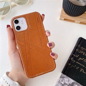 Leather Phone Case Luxury Brand Designer Horse Orange Sewing Routing Cellphone 13Pro Cases 12 Apple 11 XR/XS Fashion Trendy 7/8plus