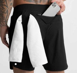 Männer Yoga Sport Lulus Shorts Fünfte Hose Outdoor Fitness Schnell trocknend Reißverschlusstasche hinten Einfarbig Lässig Laufen Lululemens Tops Qualität Rabatt Mode Design55