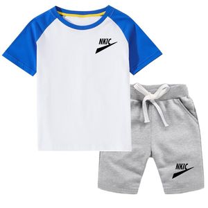 Conjuntos de roupas de verão para meninos, conjuntos de roupas para meninos e meninas, roupas esportivas para crianças, macacão de algodão, camiseta, shorts, 2 peças, infantil, infantil, marca