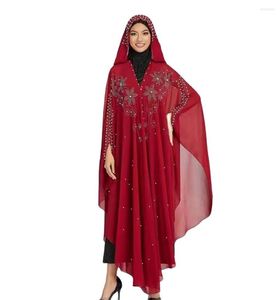 Roupas étnicas manga morcego clássica abaya muçulmana vestidos femininos poliéster granadine praia ccape opera capa uma peça chiffon com capuz