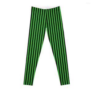 Active Pants Vertical Stripes Green Black and Yellow Leggings Fitness Clothing Sports Kvinna