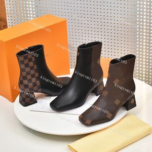 Projektant SHAKE buty damskie botki kwadratowe masywne szpilki patentowe oryginalne skórzane eleganckie botki Twist drukowane buty na średnim obcasie