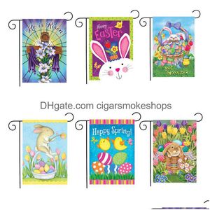 Banner Flags Easter Garden Flag Festivals Holidays Seasons Decorations Accessiories Party Cartoon Printing Outdoor Yard Jk2002 Drop Dhvgk