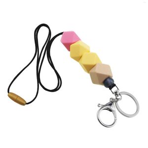Keychains Silicone Beaded Lanyard Necklace Lanyards ID Badge Breakaway For Teachers Employees Students