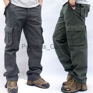 Men's Cargo Pants Military-Style Multi-Pocket Tactical Trousers Casual Cotton Blend Overalls Full Length Slacks