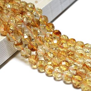 Pulseiras finas 100% pedra natural facetada citrino amarelo redondo pedra preciosa espaçador contas para fazer jóias diy pulseira colar 6/8/10mm