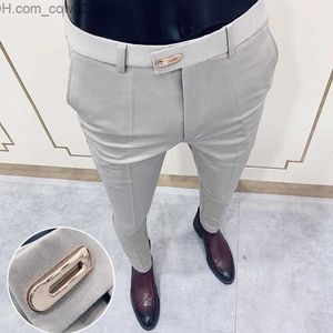 Pantaloni da uomo Pantn Homme 2021 Pantaloni eleganti da lavoro nuovi da uomo Tinta unita Ultra sottili adatti per pantaloni da ufficio formali Pantaloni casual da uomo Z230713