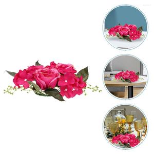 Decorative Flowers Front Door Wreath Artificial Desktop Christmas Gift Tea Light Ring Plastic Table Rings Wreaths