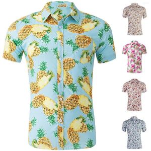 Men's Casual Shirts Christmas Jumpsuit Men Beach Shirt Short Sleeve Cotton Printed Flowers Aloha Yoga Workout Top