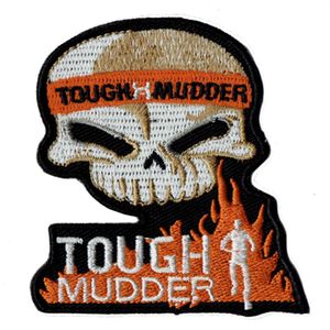 Senaste designen TOUGH MUDDER Skull Brodered Patch Badge Iron On Jacket Applikation Brodery Patch Supplier228D