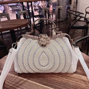 Evening Bags Microfiber Synthetic Leather Purses And Handbags Women Tote Bag Top Handle Hand Luxury Diamond Pearl Crossbody