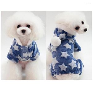 Dog Apparel Star Moon Print Puppy Fleece Warm Winter Coat Jumpsuit Pet Hooded Pajamas Nice