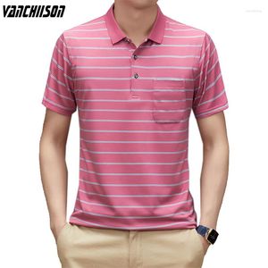 Polo Masculino 95% Algodão Camisa Polo Masculina Listrada Tops Manga Curta Para o Verão Casual Masculino Moda Vestuário V8353