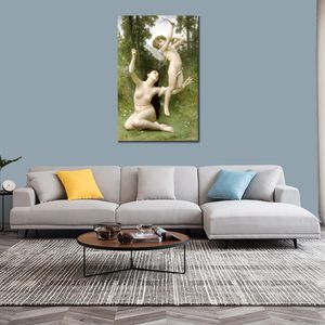 Hand Painted William Adolphe Bouguereau Oil Painting Reproduction Love Takes Off Portrait Canvas Art High Quality