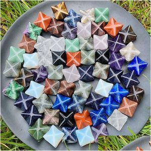 Pedra Merkaba Hexagrama Estrela Qaurtz Chakra Artesanato Enfeites Cura Energética Reiki Cristal Jogo de Mãos Decoração de Casa Drop Delivery Jóia Dhczt