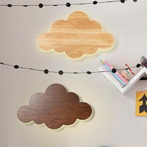 Wall Lamps Nordic Cloud Solid Wood Children's Bedroom Stairwell Living Aisle Sconce Lights Modern Restaurant Deco Lighting