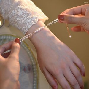 Strang Erweiterte Lorbeerblatt Natürliche Süßwasser Perle Armband Weibliche Minderheit Wald Student Handwerk Quaste Einfache Persönlichkeit