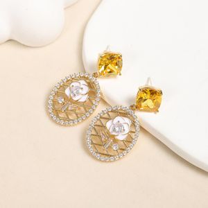 2023 neue Mode Bunte Zirkon Rose Baumeln Ohrringe Europäische Marke Micro Set Zirkon Überzogene 18 k Gold Blume Ohrringe Charming Weibliche s925 Silber Ohrringe Schmuck