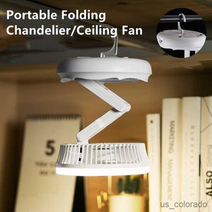 Electric Fans Dome Cameras USB Charging Foldable Table Fan Wall Mounted Hanging Ceiling Fan with LED Light Speed Adjustable For Home Room Air Cooler Fan R230711